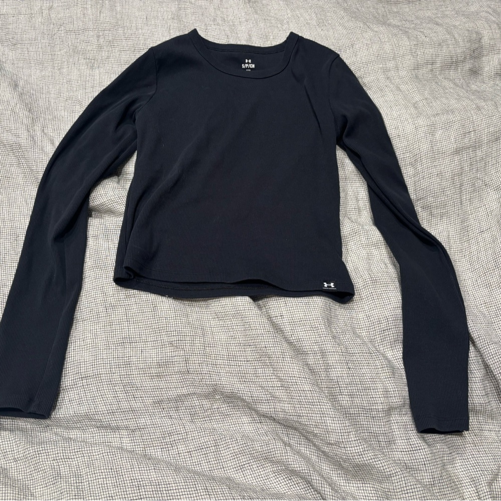 Under Armour Black Ribbed Long Sleeve Crewneck